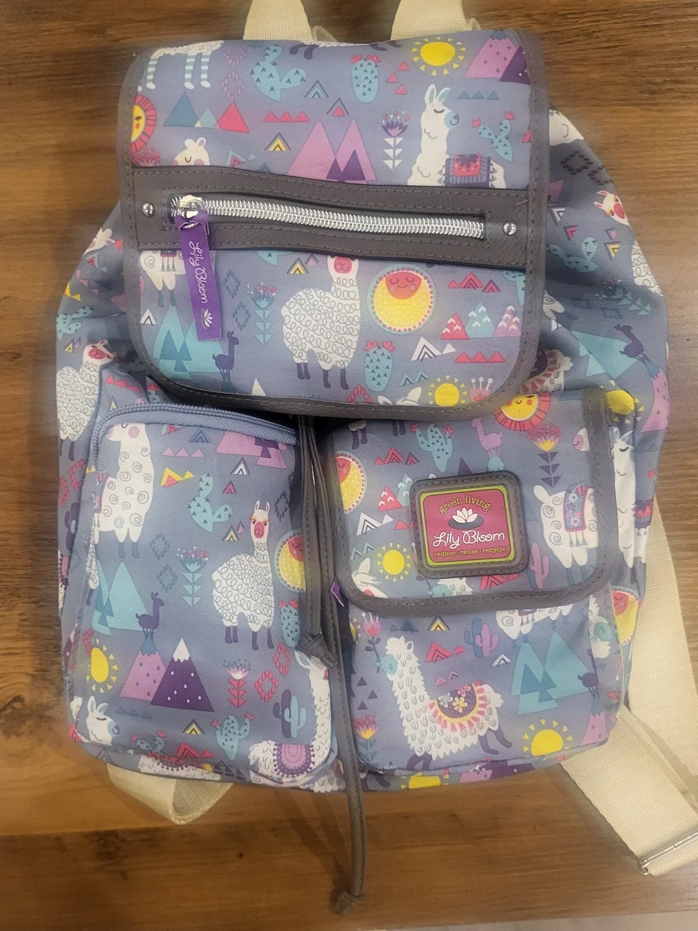 Lily Bloom Purple Llama Print Backpack